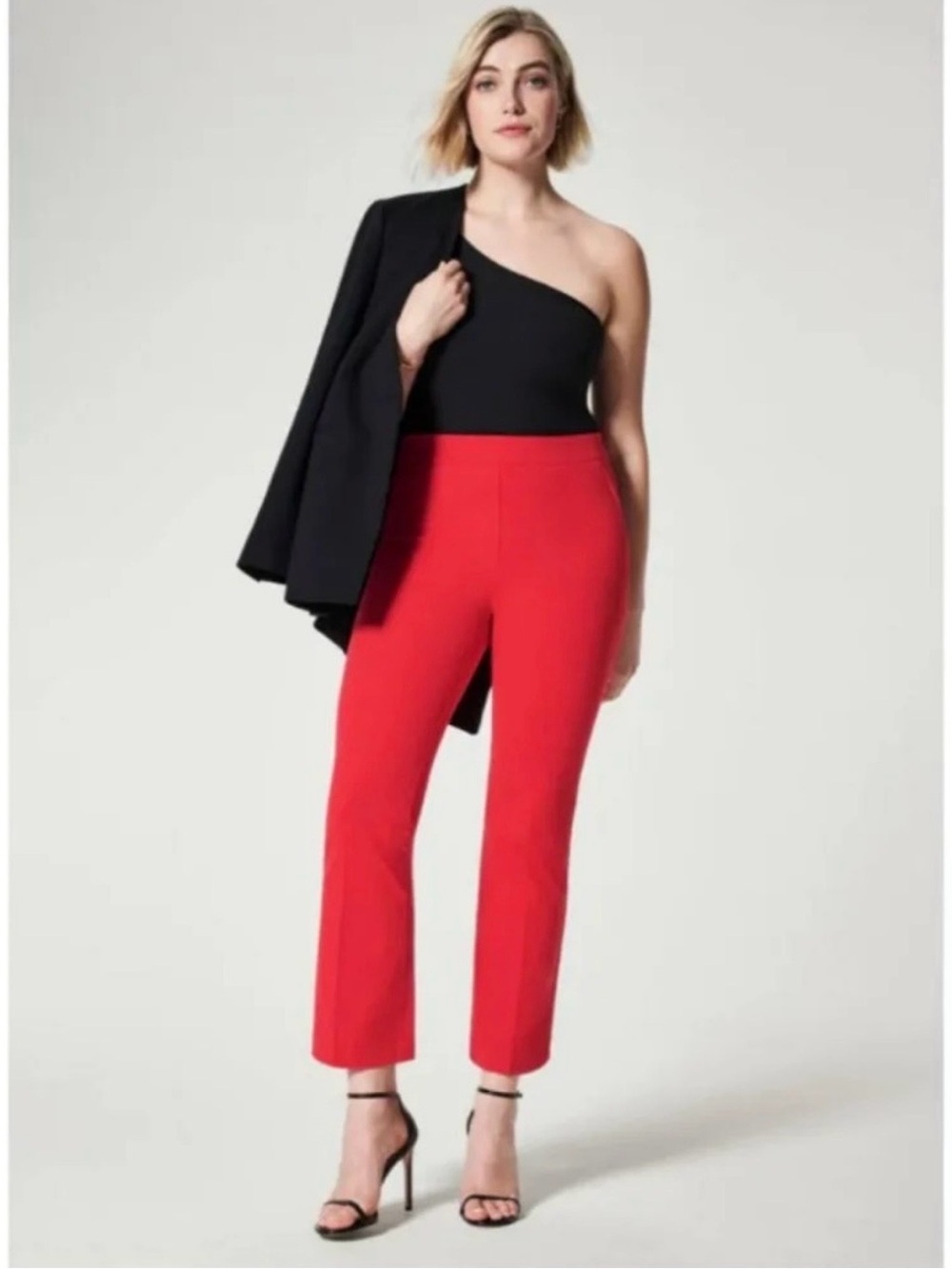 Spanx on the go kick flare red pants stretch shapewear size medium